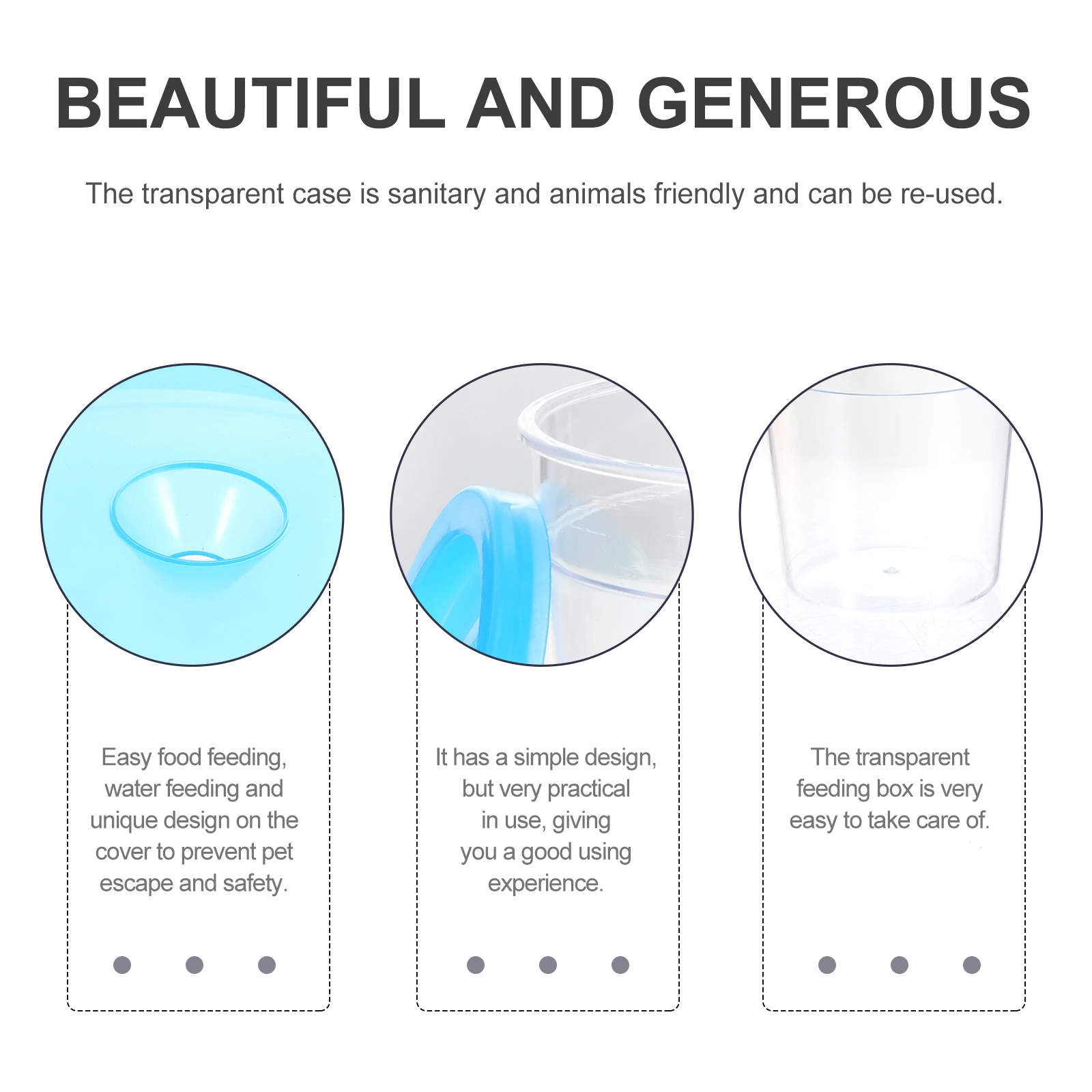 

Reptile Feeding Box for Small Turtles Spiders Insects Plastic Container Transparent Cage Lightweight Portable Hygienic
