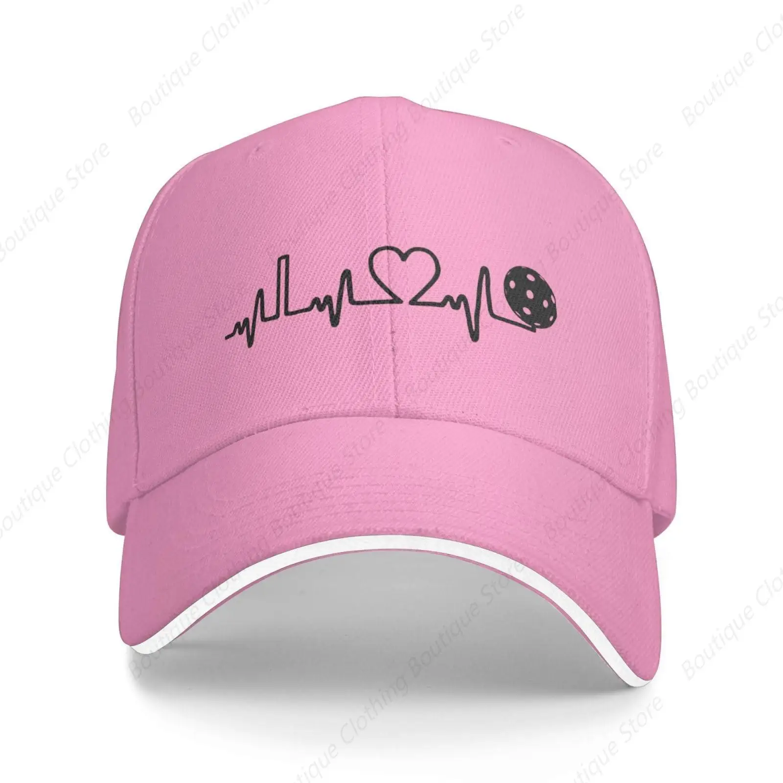 

Pickleball Heartbeat Pink Adjustable Snapback Hat for Men Women Unisex Hip Hop Baseball Cap Flat Bill Brim Dad Hats