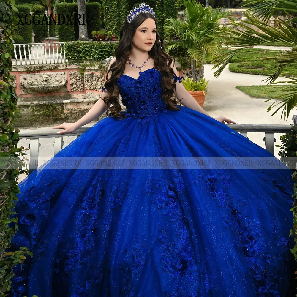فستان Quinceanera أزرق مخصص 2026 ثوب حفلة مزين بالزهور حلو 16 فيستدوس دي 15 أنوس حفل رسمي لحفلة عيد الميلاد