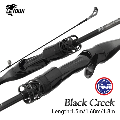 Imagen 1 del producto LEYDUN-caña de pescar Black Creek, 2 secciones, fundición giratoria, 1,5/1,68/1,8 m, caña de viaje, Baitcasting, caña ultraligera de fibra de carbono