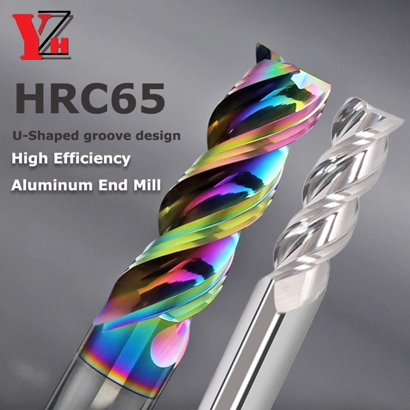 

HRC65 U-Type Flute High Efficiency Aluminum End Mill Coated-Colorful Tungsten Steel 3mm 4mm 5mm 6mm 8mm 10mm 12mm 14mm 16mm 18mm