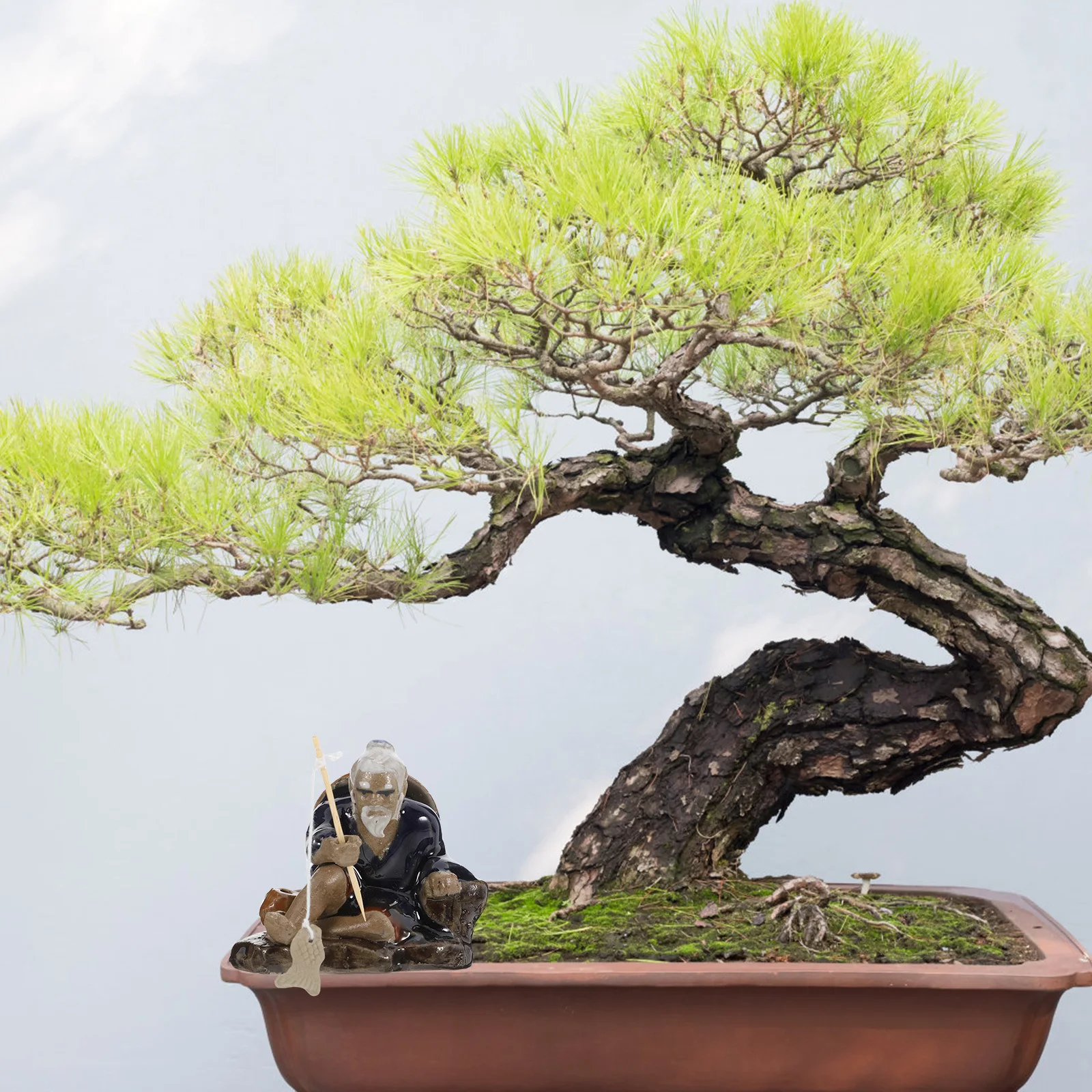 

Mini Ceramic Jiang Taigong Fisherman Ornament for Aquarium Bonsai Garden Fishing Landscape Decoration Mini Fisherman Figurine