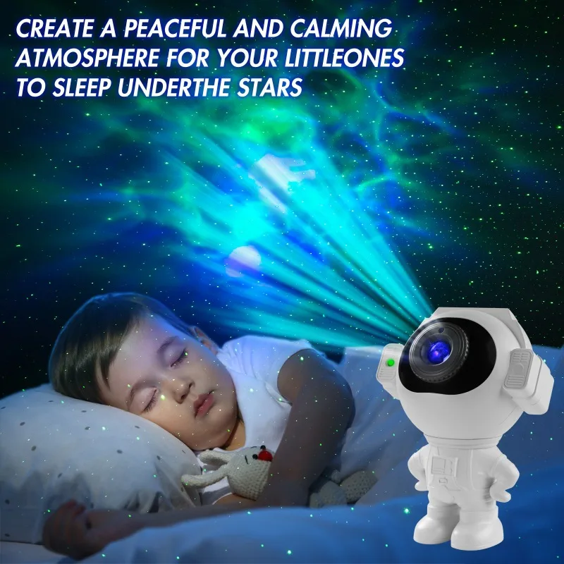 Lampu proyektor lampu malam, cahaya proyektor dengan Remote Control desain dapat disesuaikan astronot Nebula Galaxy untuk dekorasi kamar anak-anak