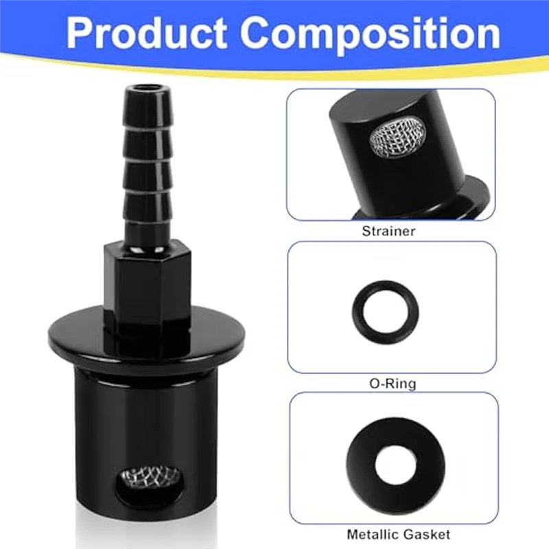 Off-Roads Fuel Tank Vent Roll Over Valve External Remote Breather Check Valve ATV UTV Compatible 5/16 Hose Barb Fitting