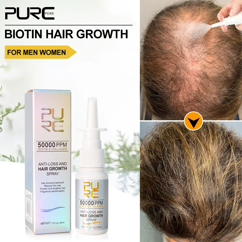 PURC Biotin & Collagen Hair Spray for Men Women Thicken oil Anti Loss Scalp Treatment Essence Serum Hair Care Products