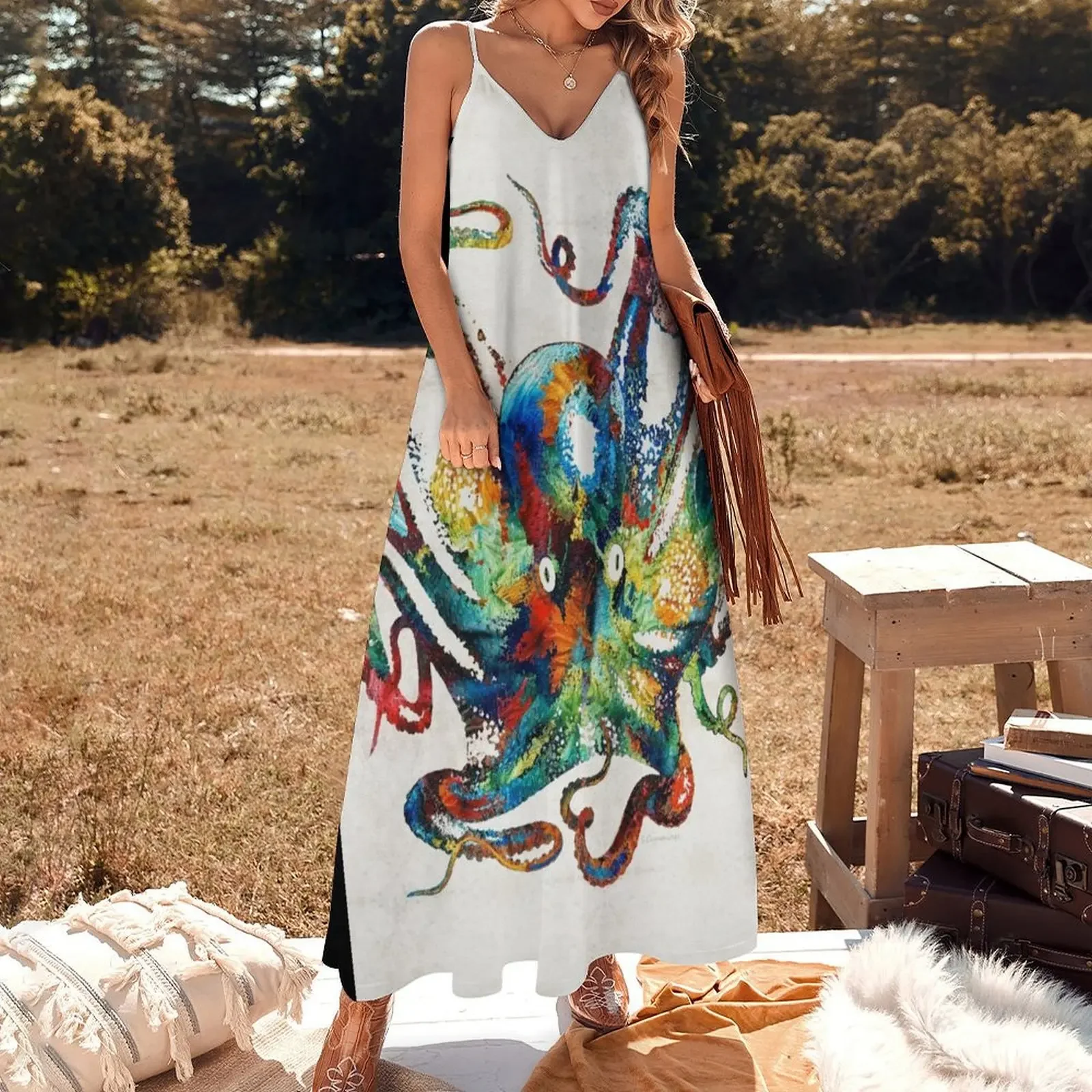 Colorful Octopus Art by Sharon Cummings Sleeveless Dress Dress vintage evening dress Clothing dresses women summer 2024