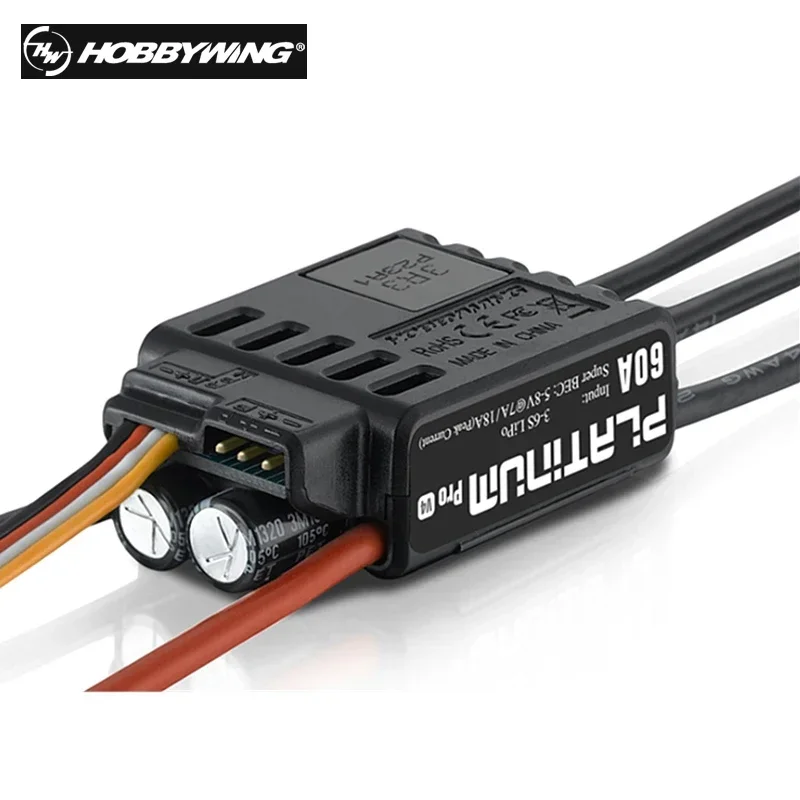 Hobbywing Platinum 60A V4 30215100 Brushless ESC 3-6S For RC 450 480 Helicopter Electronic Speed ControlUniFly
