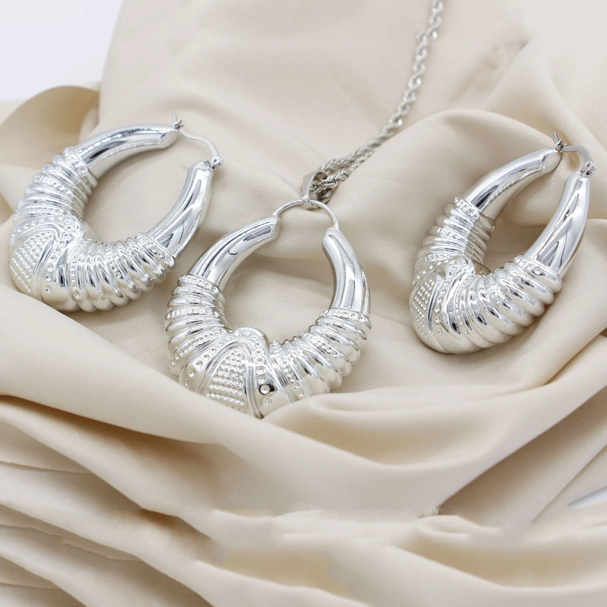 

Adixyn New Pendant Earrings Choker chain For Women Men Silver Color Gold Color African Jewelry Eritrea Party GiftsN080718