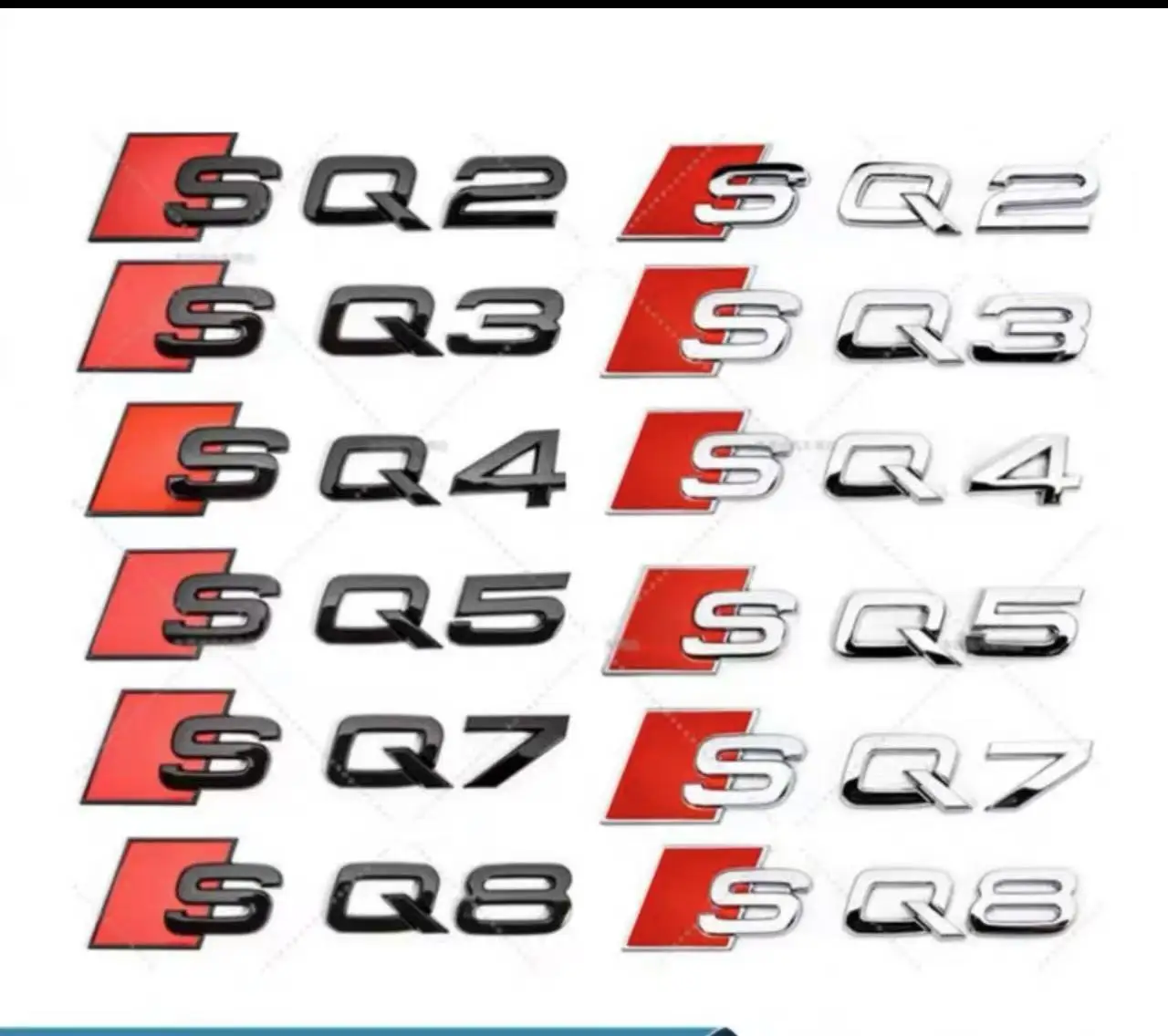 

3D ABS Black Audi Logo SQ5 SQ3 SQ8 SQ7 Emblem Letters Sticker Car Rear Trunk Badge Decal For Audi SQ 3 5 7 8 Auto Accrssorie