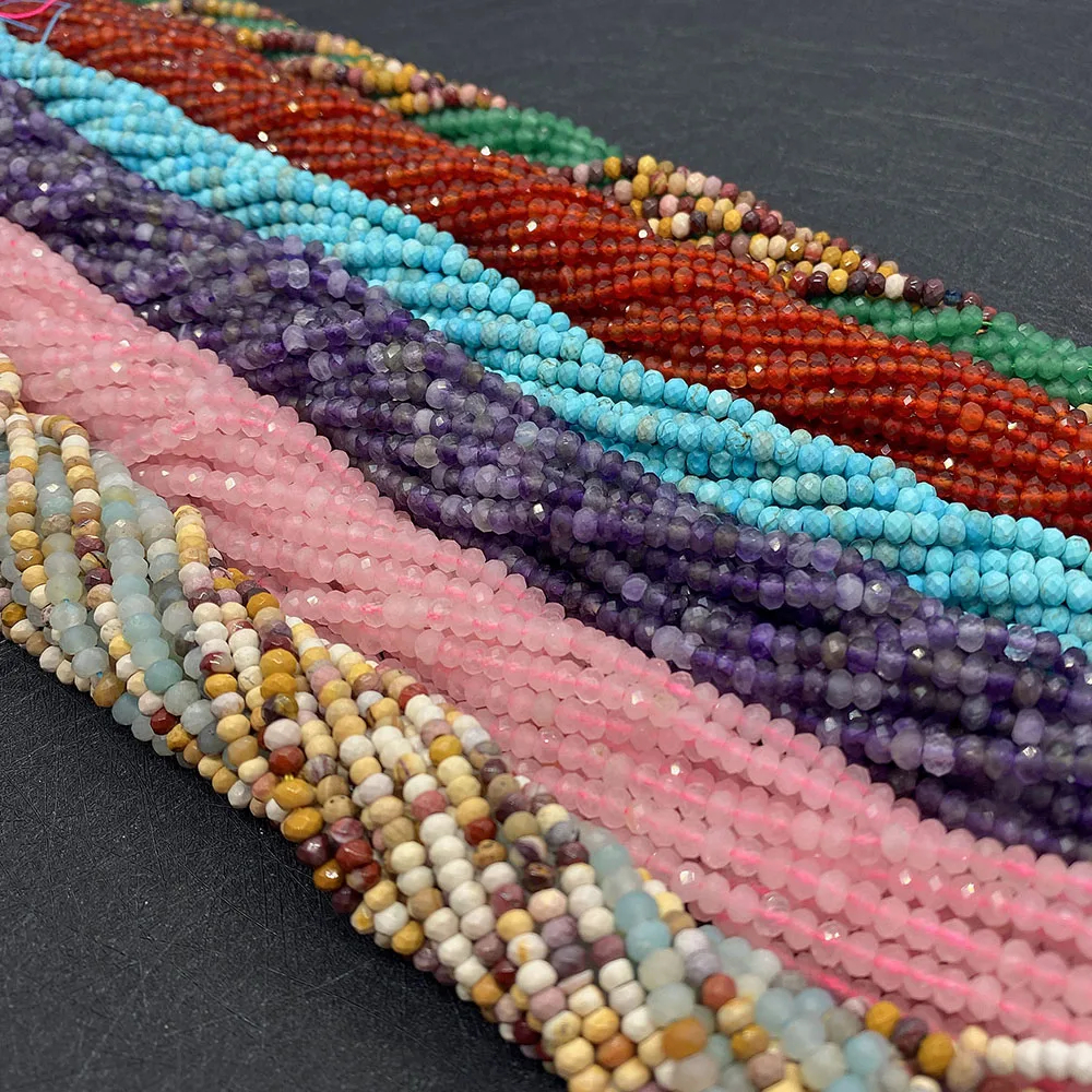 

Natural Amethyst Red Agate Rose Quartz Round Faceted Beads Small Size Semi-precious Stone Loose Bead Jewelry Accessory 1 Strand