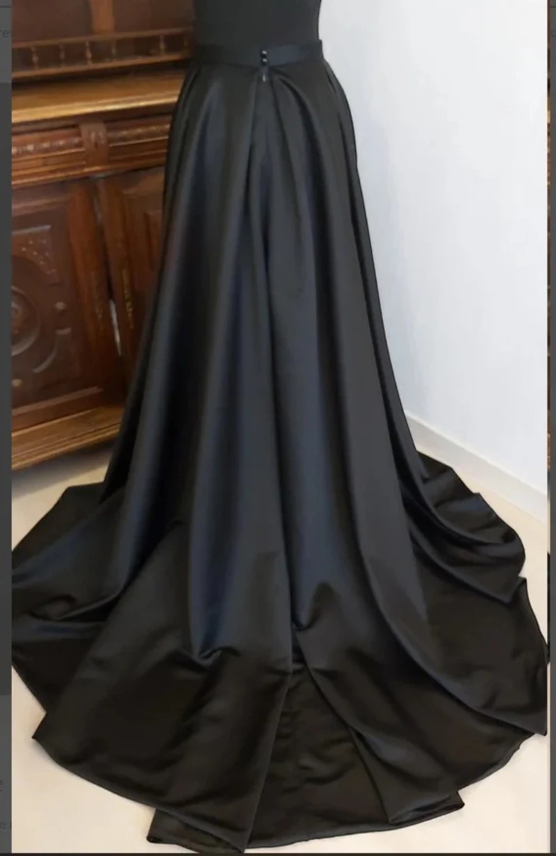 

Black dress, long black dress skirt with train, alternative wedding, black wedding dress, Gothic wedding, independent dress