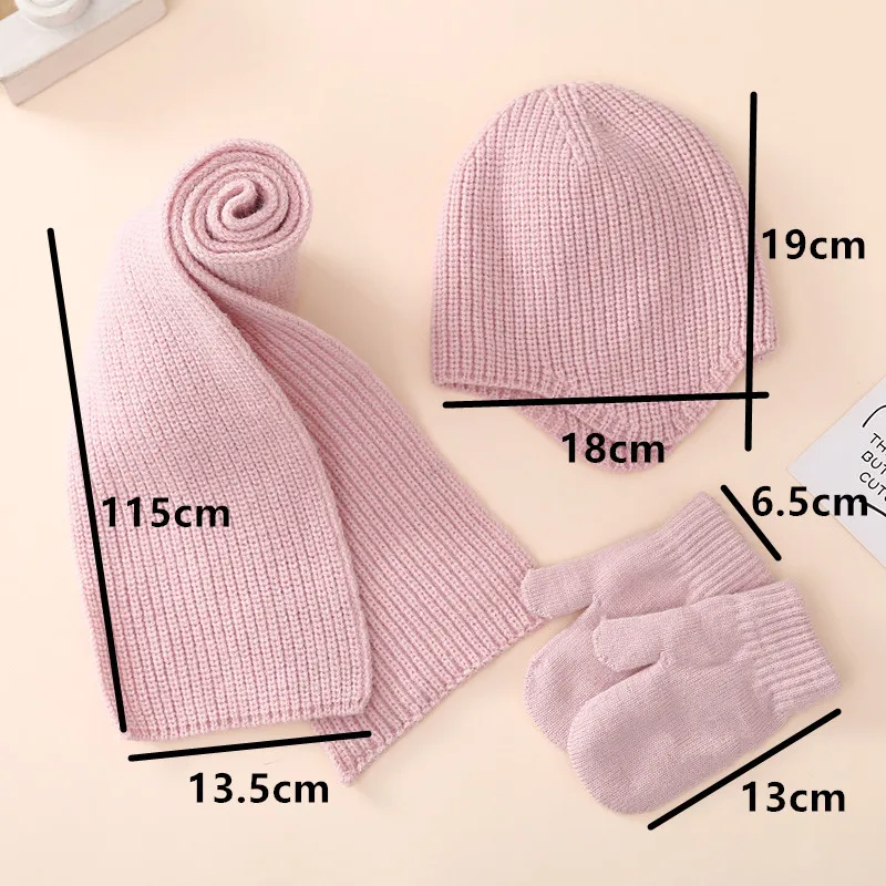 Winter warm baby hat gloves  two-piece set 2023 new baby solid color ear protection knitted hat 4 colors apply 3-18 months