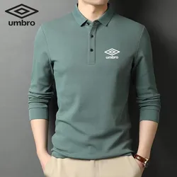 New Summer Business Pure Polo T-shirt Men's Long Sleeve Fashion Sportswear Casual Wide Solid Color Polo Neck Men's Top