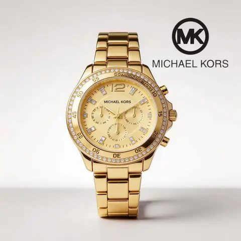 Michael Kors Women's Fashion New Light Luxury Commuter Watch Bag MK Three Eyes Casual Girl Exquisite Gift Wallet