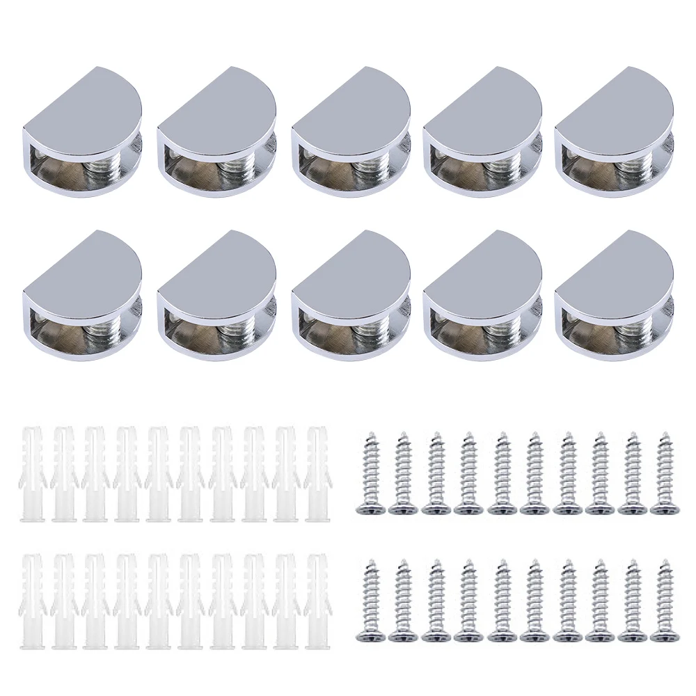 10Pcs/Lot Glass Clip Adjustable Zinc Alloy Glass Shelf Support Flat Back Mount Holder for Staircase Handrail