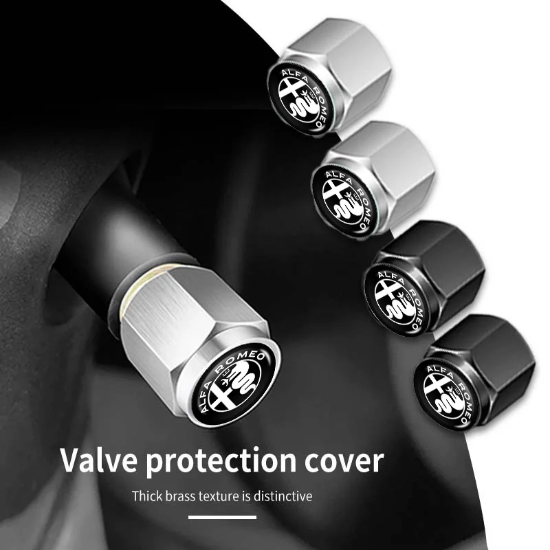 Para Alfa Romeo 5 uds tapa de vástago de válvula de neumático de rueda de coche accesorios de diseño de logotipo de coche GT Stelvio F1 Brera Volante Tonale Gloria Disco