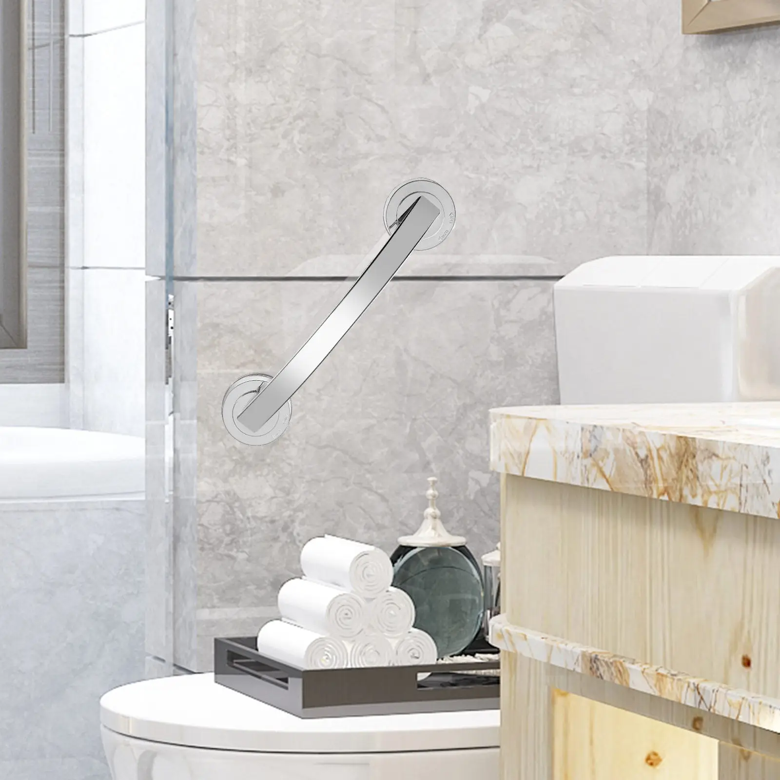 

Suction Grab Bar ABS Material No Drilling Bathroom Safety Handle Elderly Balance Assist Bath Grab Bar Shower Handrail