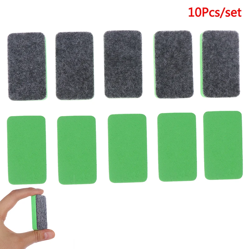 10Pcs  Green+Black Mini Felt Cloth Whiteboard Dry Eraser Erase Pen Board Kid Marker School Office Home
