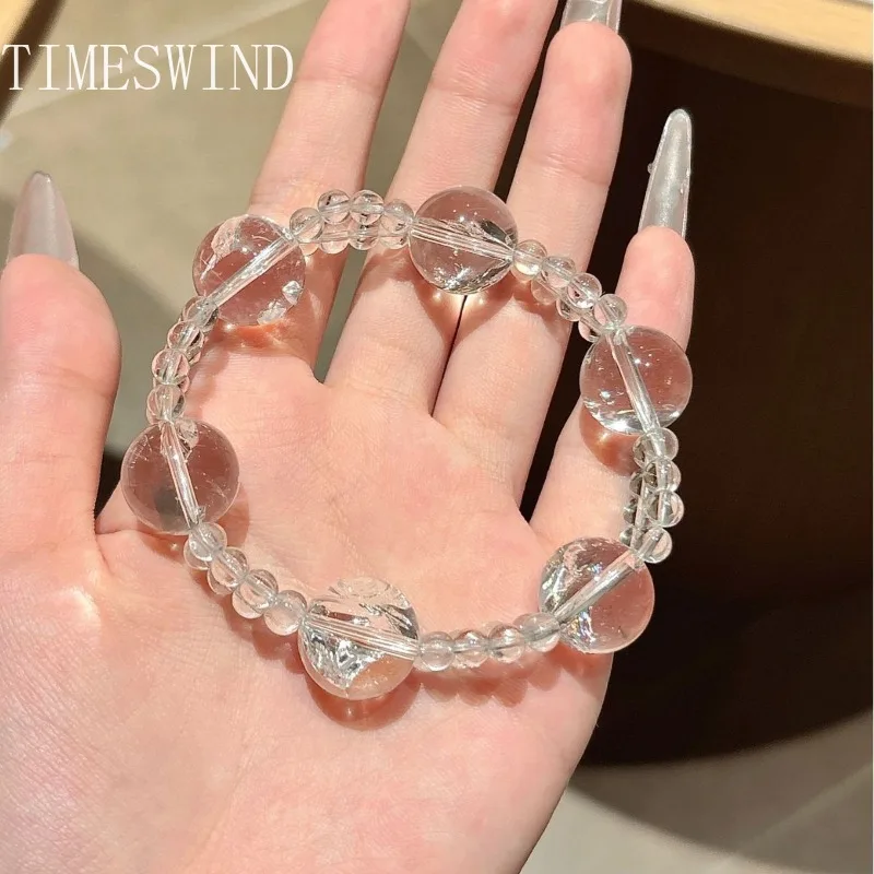 

TIMESWIND Original White Crystal Transparent Irregular Round Beads Bless Women Bracelet Fine Jewelry with Certificate
