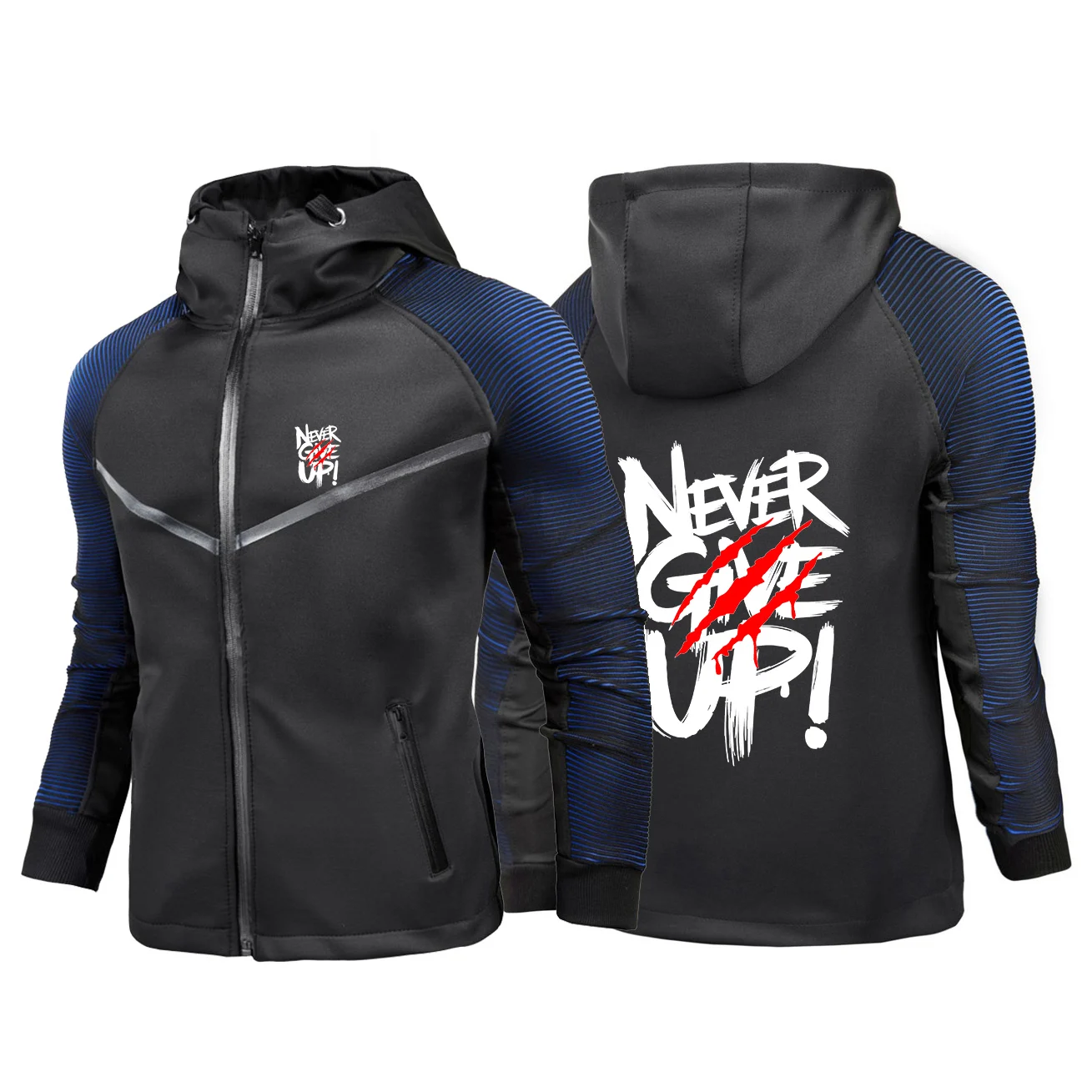 

2025 Spring And Autumn Not Afraid Of Failure Print Men New Spliced Zipper Hoodie Racing Suits Casual Jacket Tops