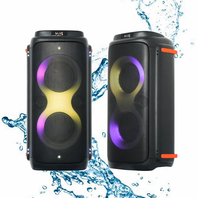 Active Portable Partybox Water Resistance Wireless Rechargeable LED Light Trolley Speaker with Microphone