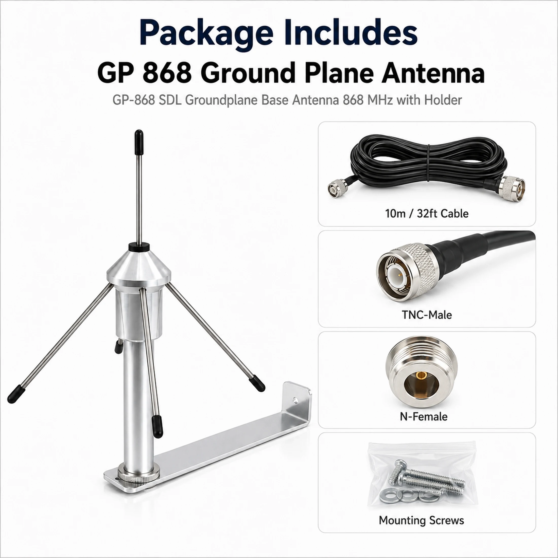 GP-868 SDL 868MHz Ground Plane Base Station Antenna Kit 10m Cable TNC Female to N Female Compatible with Videofied XT-IP XV-IP view 2
