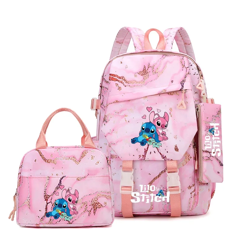 

Stitch 3pcs Backpack Set, Pencil Case, Foldable Insulated Cooler Lunch Bag, Cute Schoolbag, Casual Commute Daypack for Daily Use