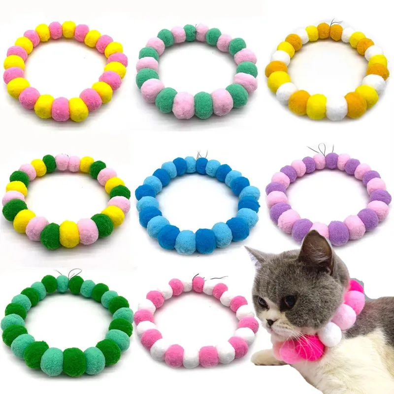 

Cute Dog Collar Christmas Halloween Decorations 3cm Colorful Balls Pet Collar Soft Comfortable Necklace for Dog Cat Pet Supplies