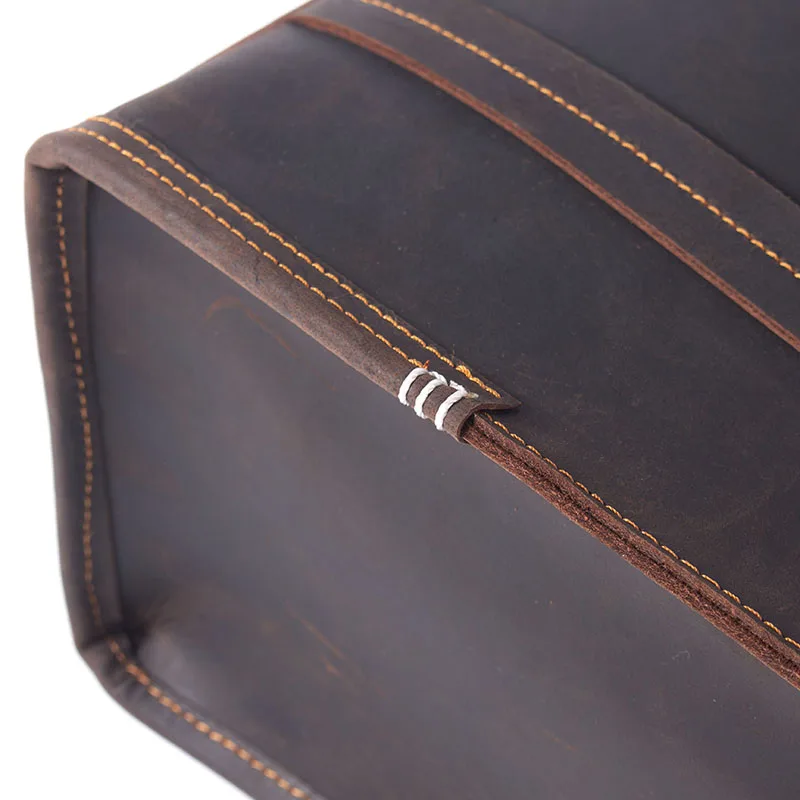 S.WORKER Vintage Echtleder Herren-Handtasche Rindsleder Aktentasche Schultertasche Handgefertigte Tragetasche 2020 NEU Crazy-Horse-Leder – Detail 17