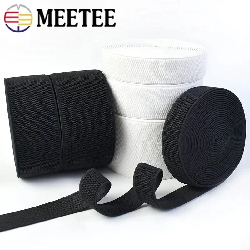 2M 25-100mm Polyester Black White Elastic Band Stretch Waistband Rubber Bags Strap Spring Bands DIY Sewing Material Accessories