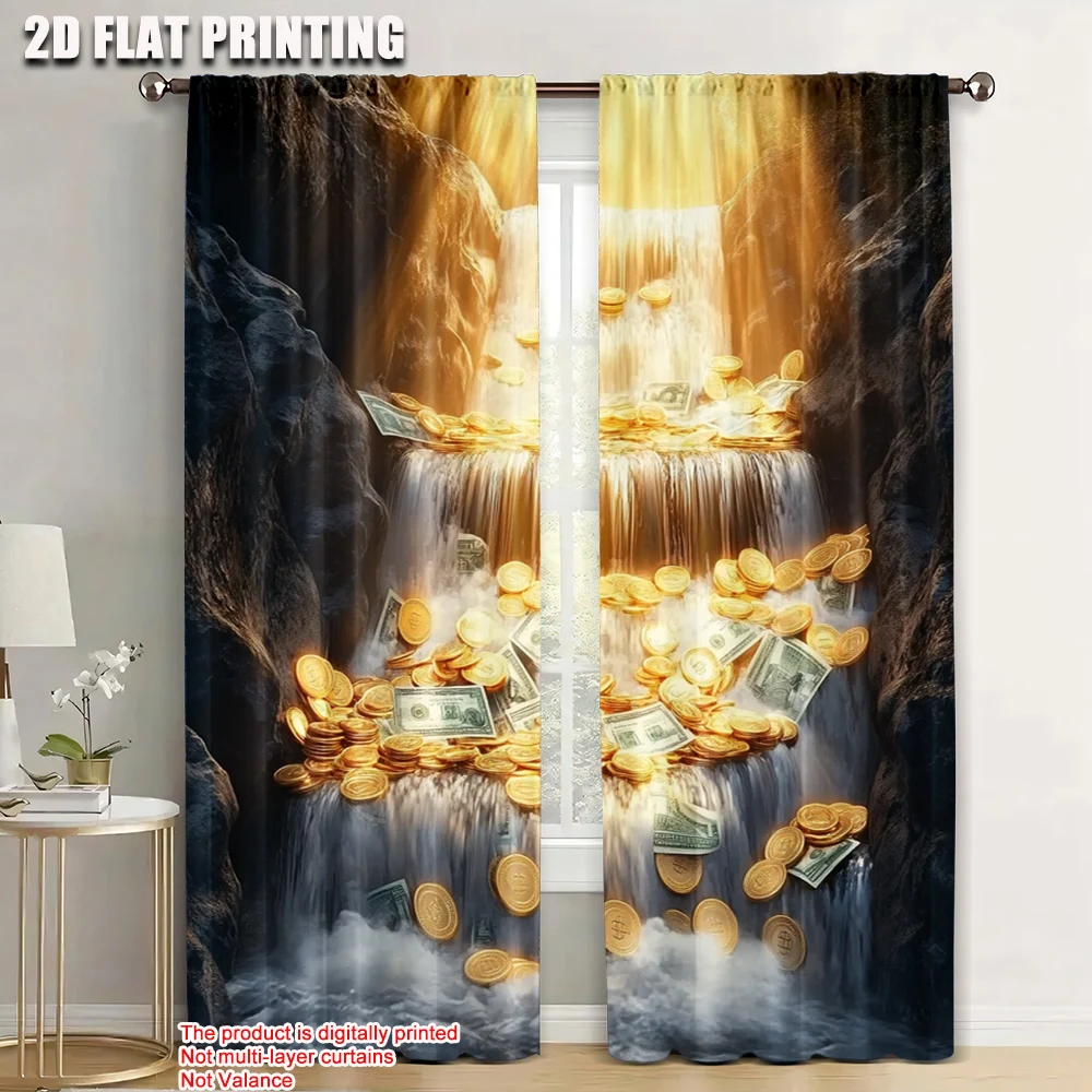 

2pc, Party Window Curtains money Versatile Polyester,Without Electricity Festive Wall Decor Use for Home & Party Decoration
