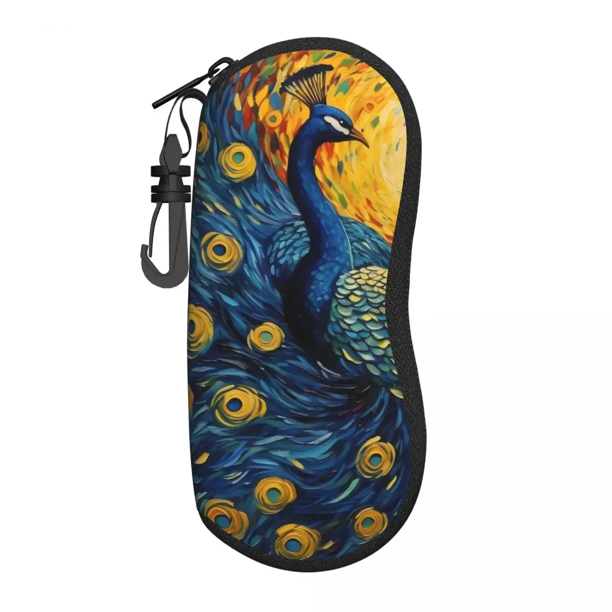 Painting Peacock Glasses Case Cover Colorful Animal Sunglasses Pouch Trend Eyewear Box Key Chain Male Female Eyeglass Protector