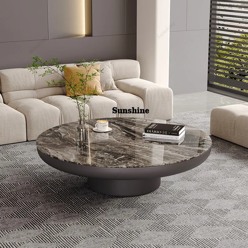 

Italian minimalist supercrystalline stone round, coffee table light luxury household living room, design