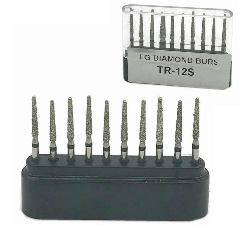 10pc/Boxes Dental Diamond Burs Drill Dental Burs Diamond for High Speed Handpiecess Medium Dentist Tools