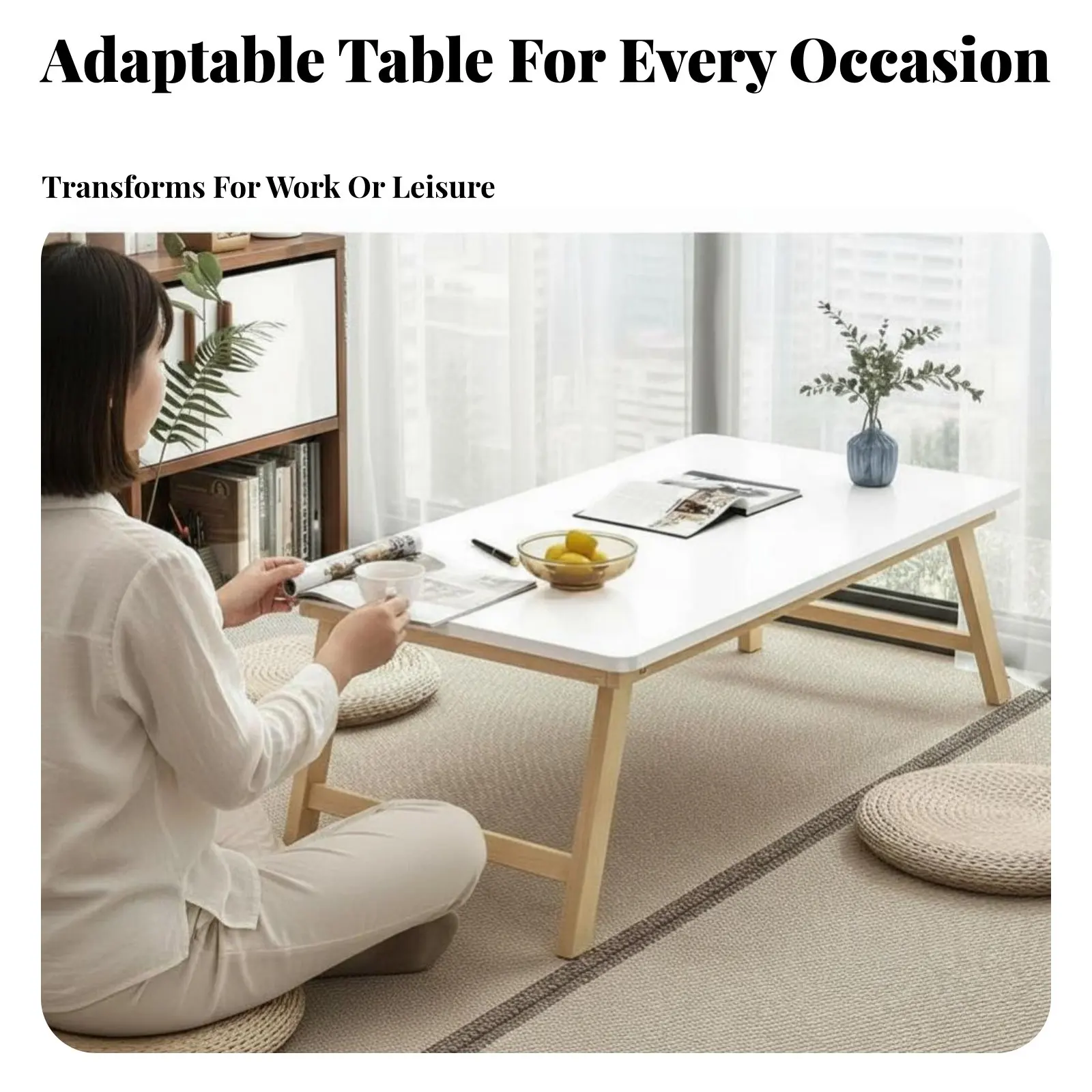 

Foldable Bay nook Desk New Chinese design Foldable Chabudai Table Portable Strong Load-Bearing for Students, Bedroom