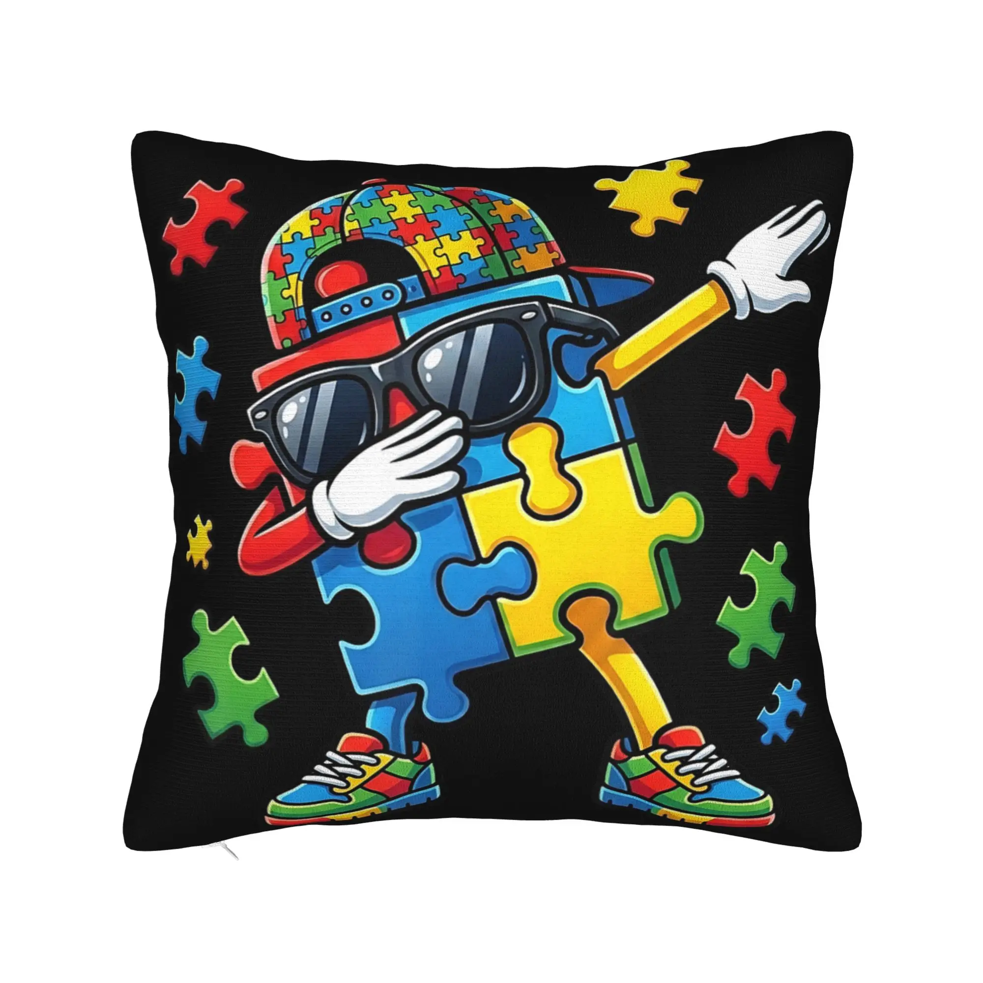 Decorative Pillowcases Dabbing Puzzle Autism Awareness Product Home  Throw Pillow Case Cover Square Multi-Size