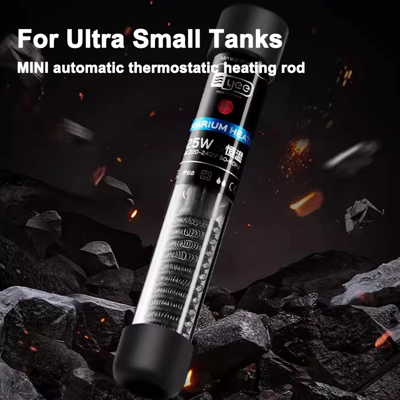 Varilla calefactora para pecera, termostato automático para pecera pequeña, lucha contra peces, tortugas, varilla calefactora para acuario, Mini calentador de agua baja