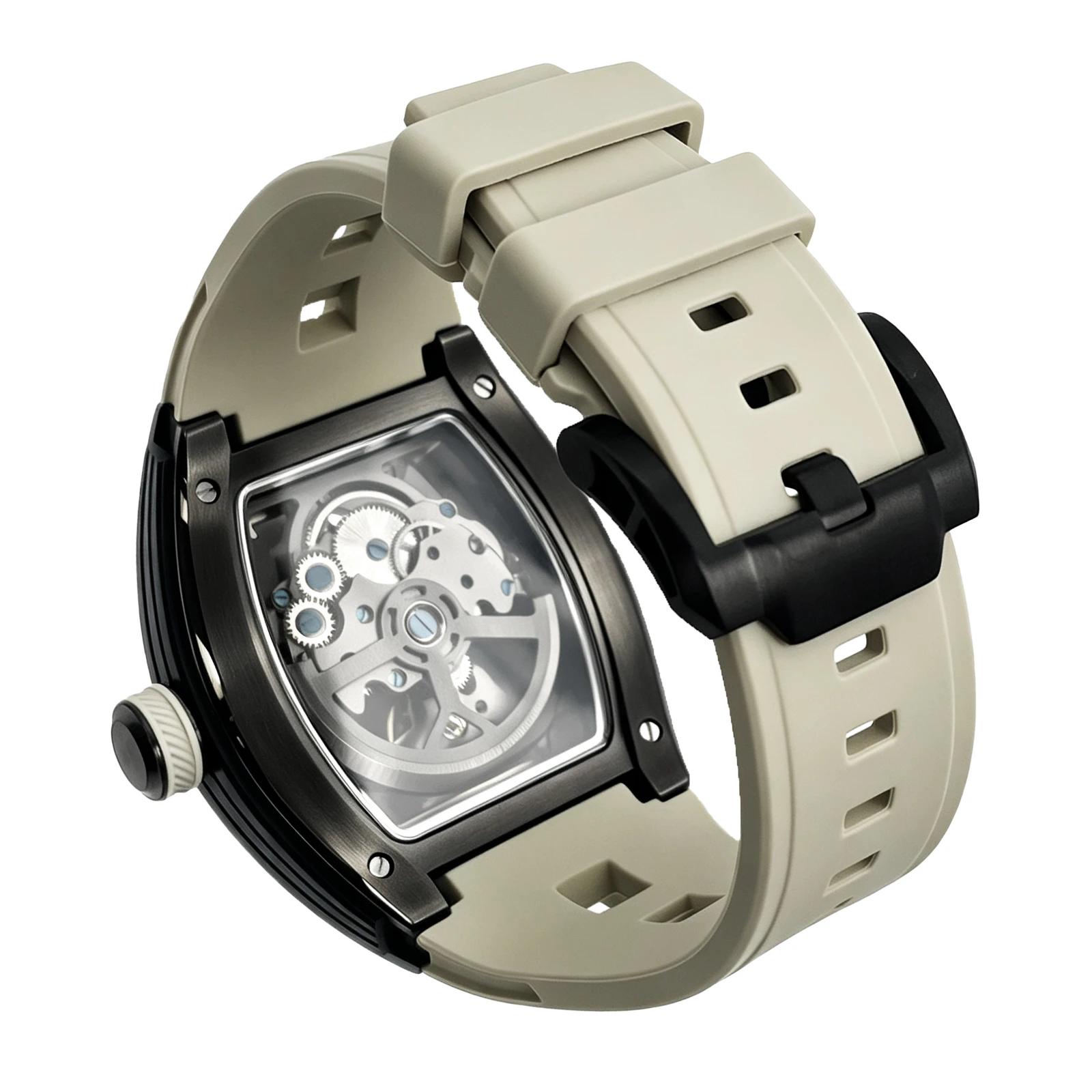 Luxury Brand Automatic Watches Men Ac No Logo White Label Gorman One Watch Toneau Barrel dial Outdoor Light watch