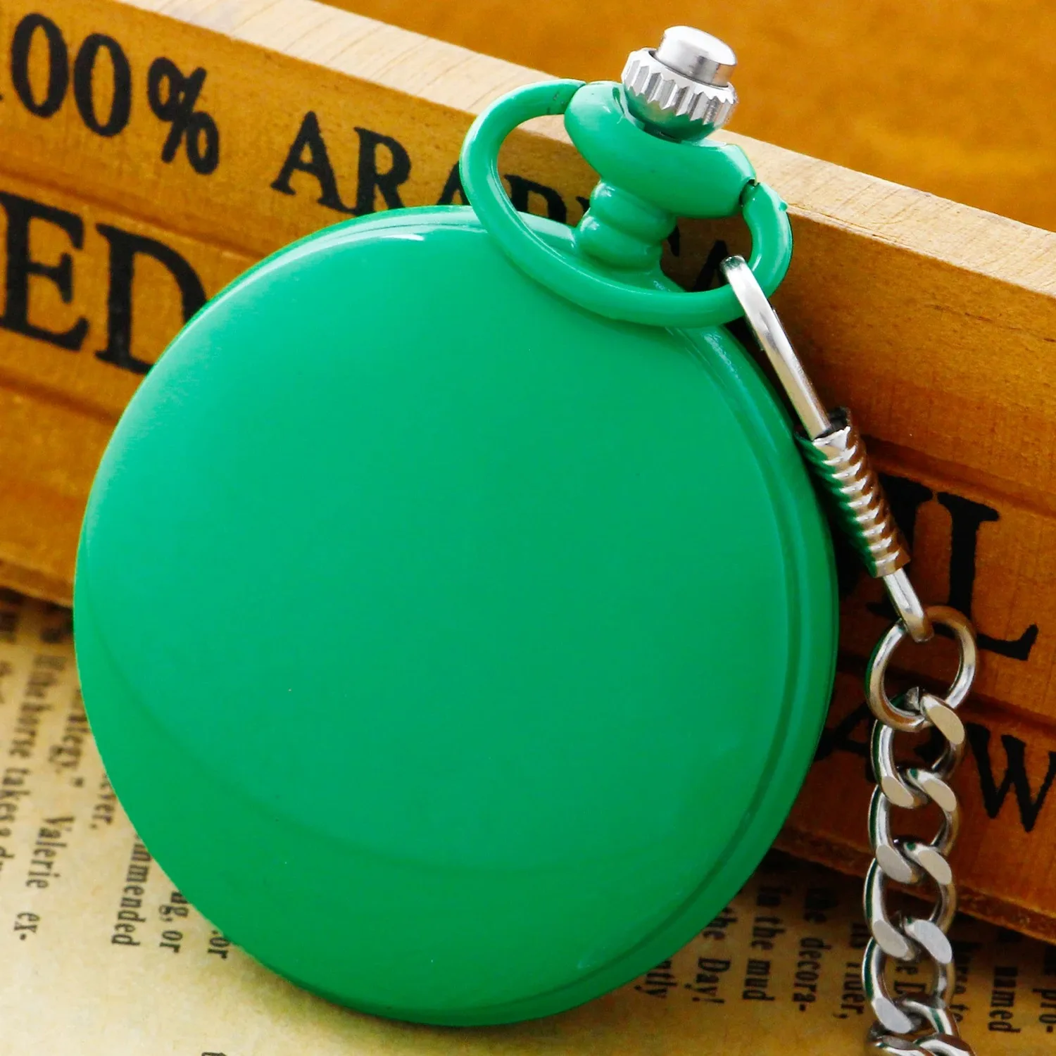 Exquisite Green Macaron Roman Digital Men's and Women's Quartz Pocket Watch Vintage Fashion Necklace Jewelry Student Gifts