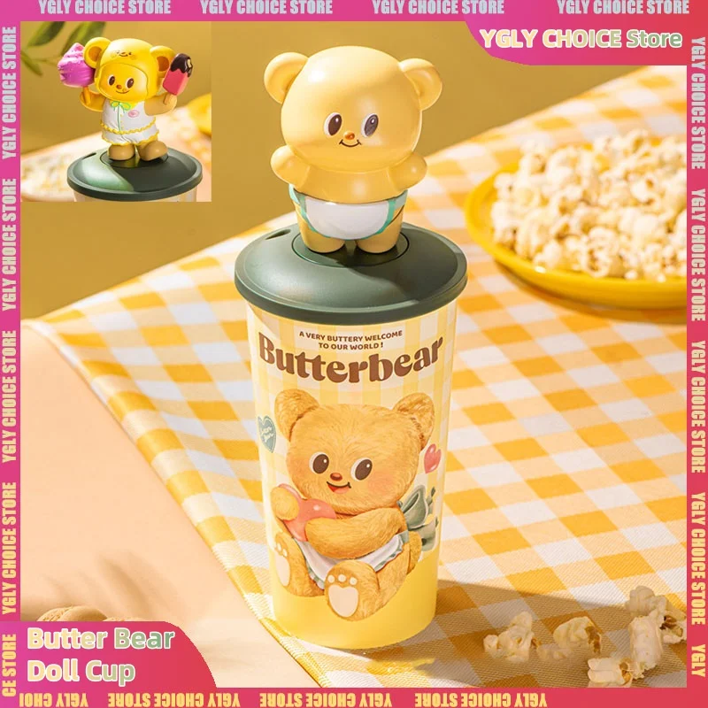 Butter bear modeling cup dancing Butter bear doll doll cup cute water cup plastic straw cups christmas gifts