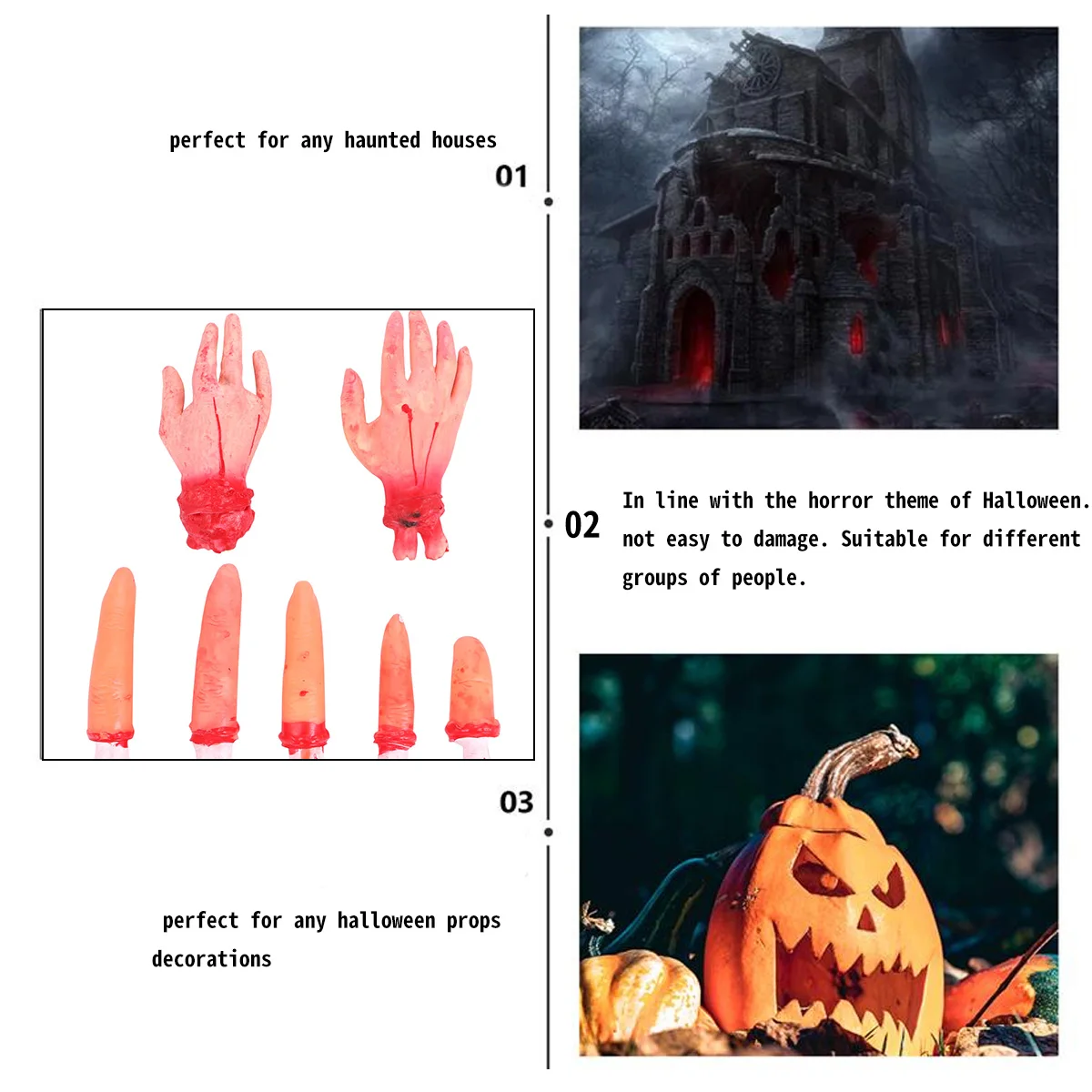 

7 Pcs Simulated Fake Finger Breaking Props Halloween Costume Hand Fingers Model Tricky Horror Decorate