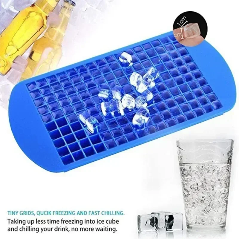 160 Grid Mini Silicone Ice Tray Ice Cubes Foldable Ice Mold Ice Breaker Ice Grid Tray Small Square Mold Ice Maker Silicone Mold