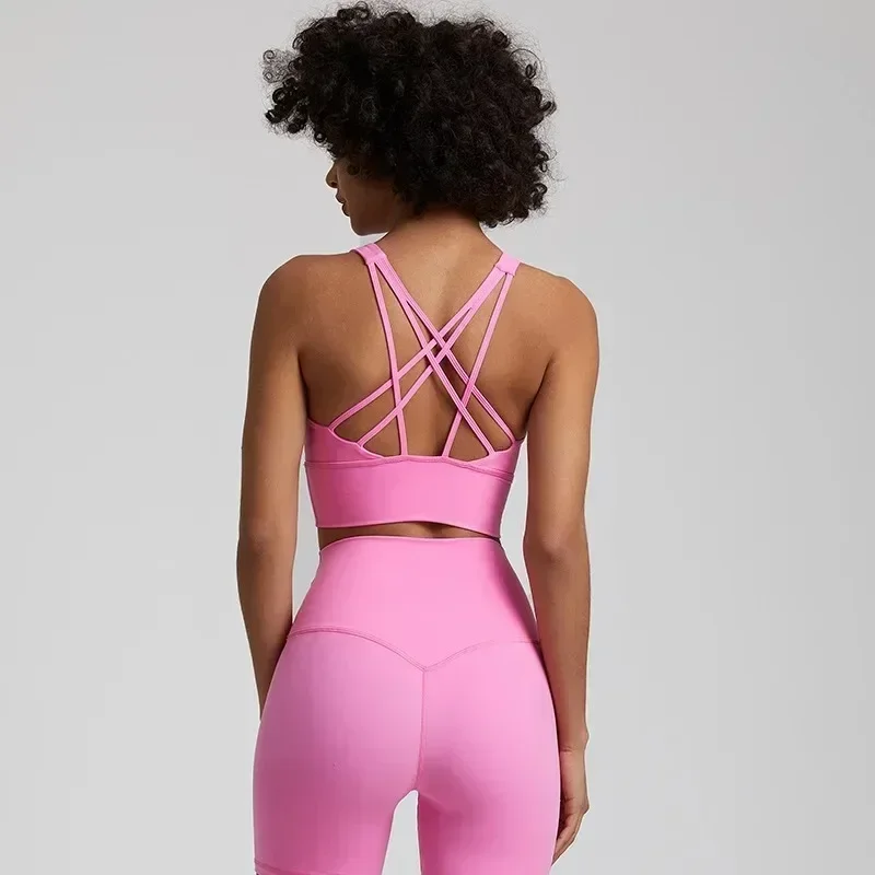 Lemon High Strength Women Fitness Bra Sweat-wicking Sports Bra Top Cross Back High Impact Comprehensive Training Jogging