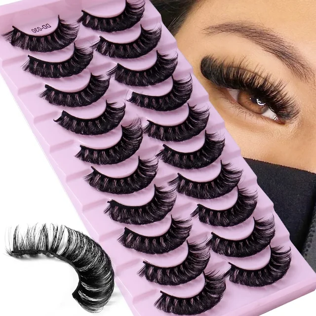 10 par Russian Strip Lashes DD Curl Lashes 3D Rzęsy wielokrotnego użytku Puszyste sztuczne rzęsy Rosyjskie przedłużanie