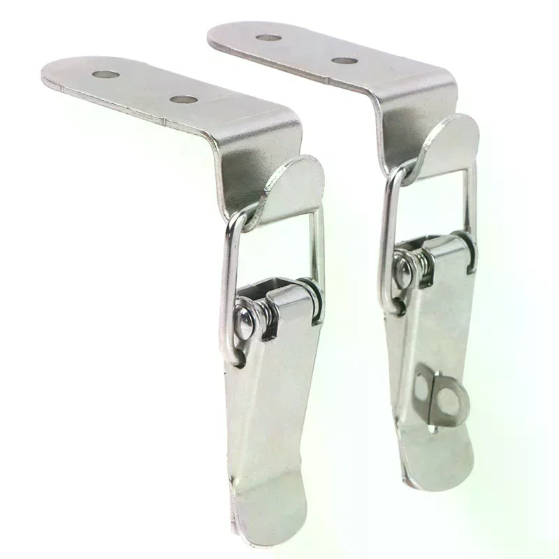 

90 Degrees Duck-mouth Buckle Hook Lock Iron Spring Loaded Draw Toggle Latch Clamp Clip Silver Hasp Latch Catch Clasp