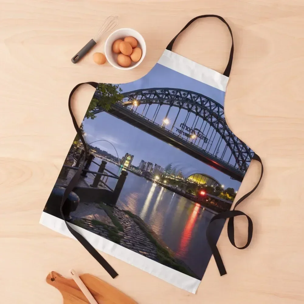 

Tyne Bridge Blue Hour Apron Smock for hairdressing Household Items Kitchen Men gift Apron