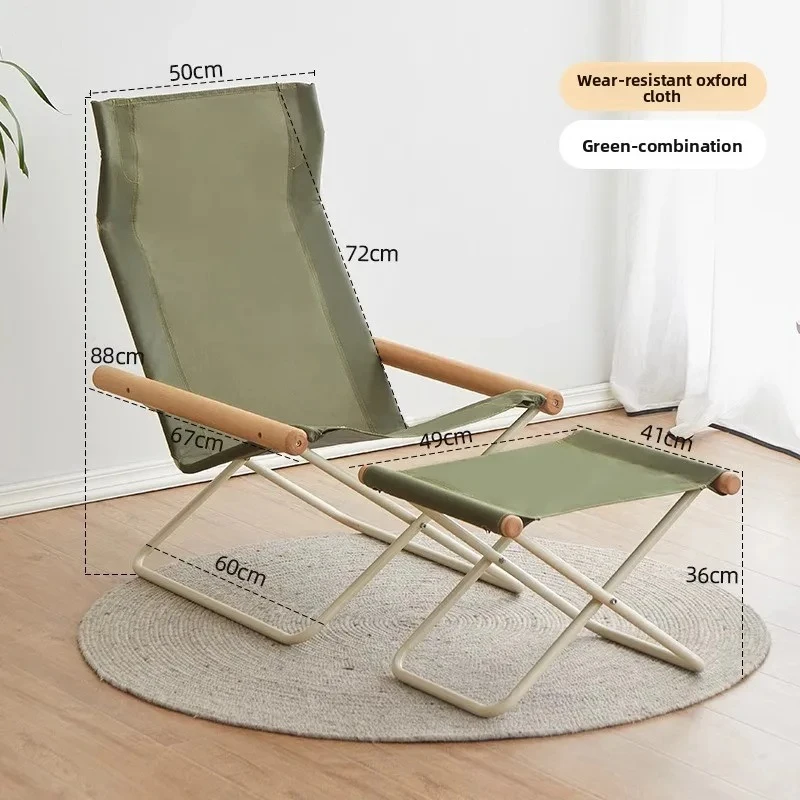 Outdoor Luxury Folding Chair, Portable Camping Folding Chair, Solid Wood Armrest Chair, Waterproof Oxford Cloth Beach Chair