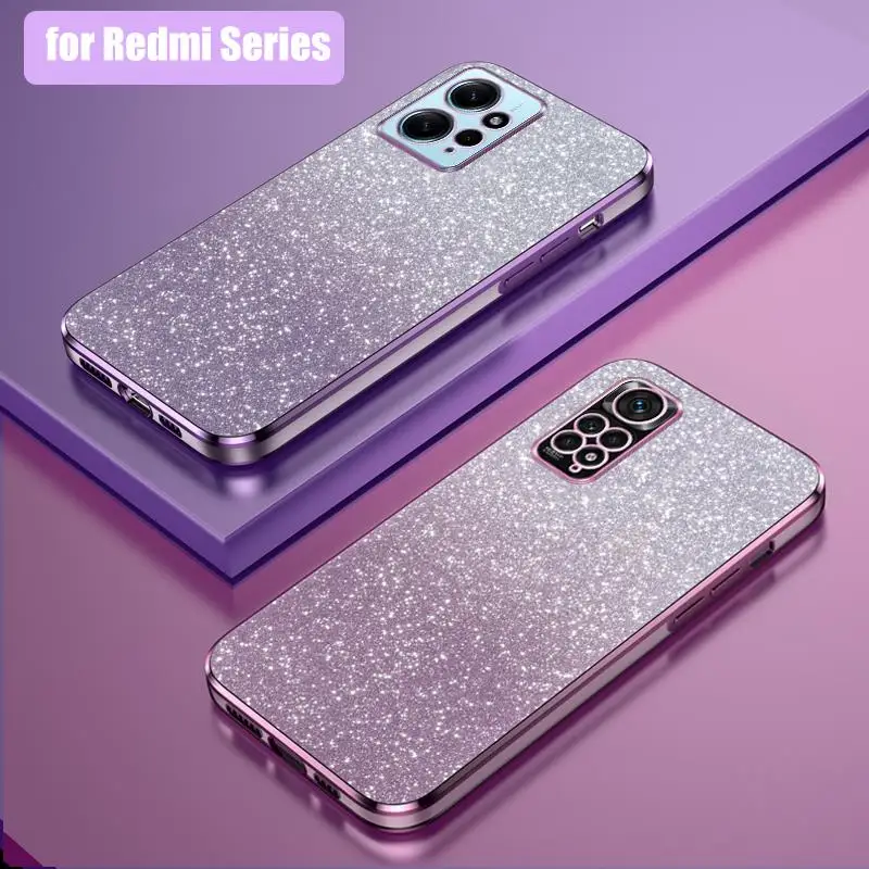 Note11 12pro Luxury Gradient Glitter Plating Case For Xiaomi Redmi Note 11 12 Pro 4g Plus 5g Silicone Back Cover Note12 12s 11s