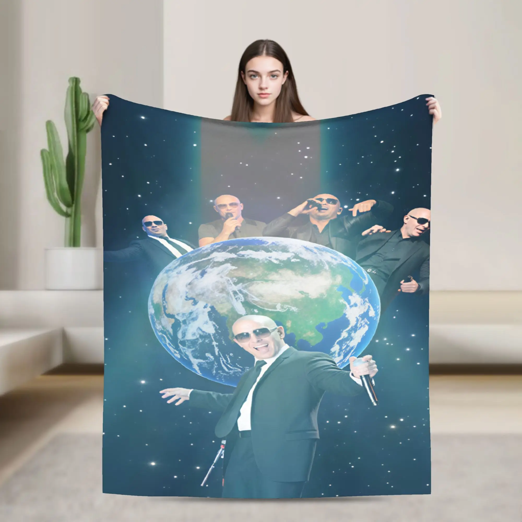 Pitbull Mr Worldwide Tour Plush Blanket Kids  Flannel Throw Blanket For Couch Bed Warm Custom DIY Quality Bedspread Gift