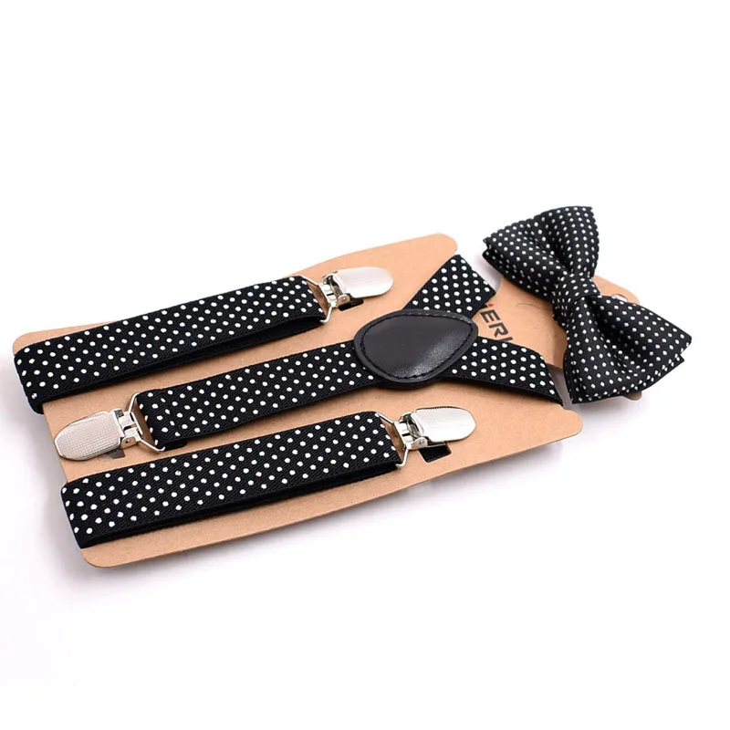 Elastic Boys Gilrs Suspender Bowties Set For Children Wedding Bowties Suspenders Baby Kids Polka Dots Bow Ties Braces Belt